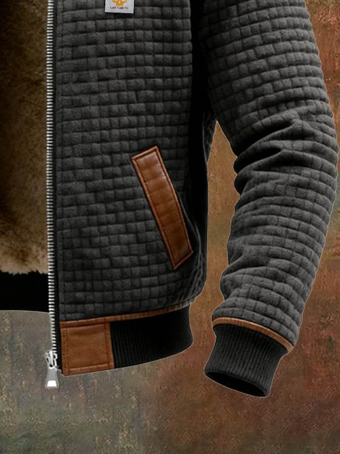 HUGO & JAMES™ | BLOUSON TEXTURÉ À COL HAUT STRUCTURÉ