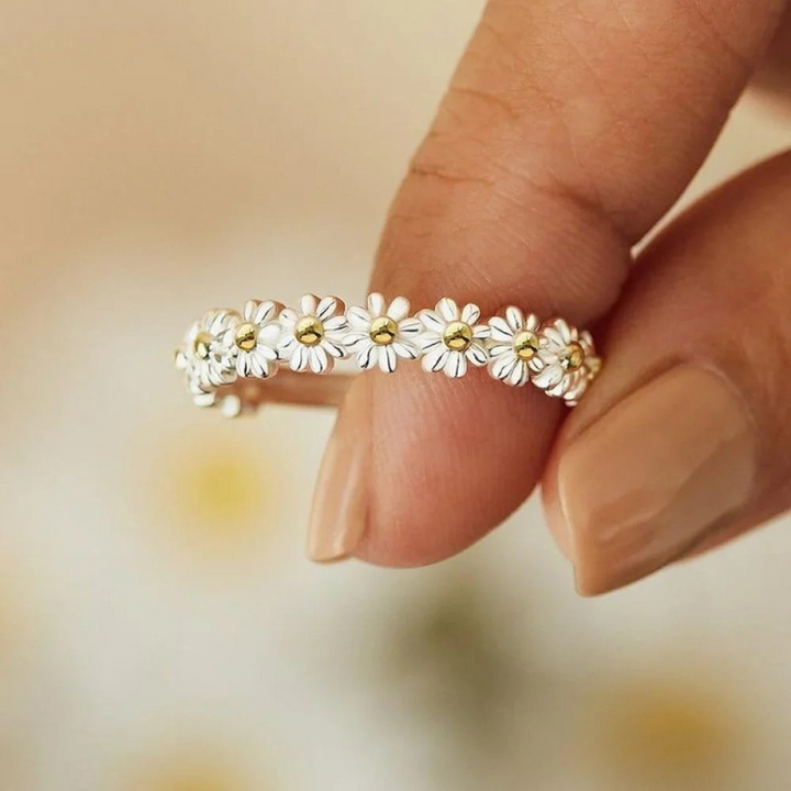 Bague Margriet en argent adjustable et émaillée à la main