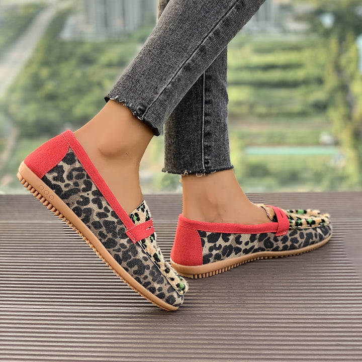 Aimee™ | Mocassin Léopard Rouge