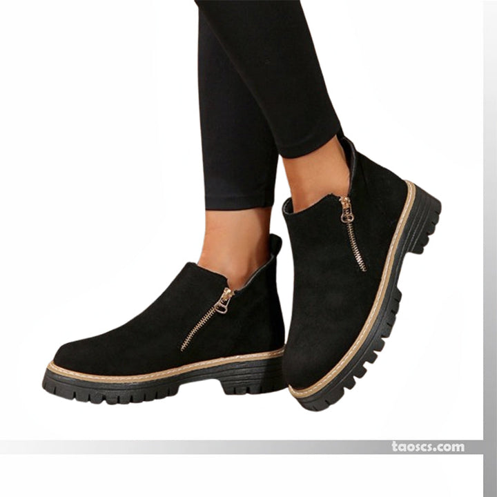 Ines | Bottines femme à bout rond zippées™