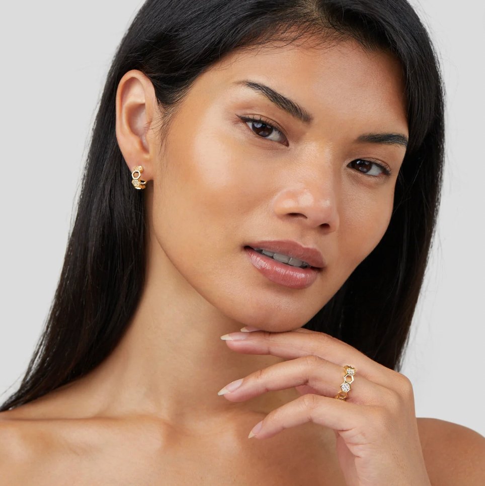 Abeille - Anneau en or et cristal