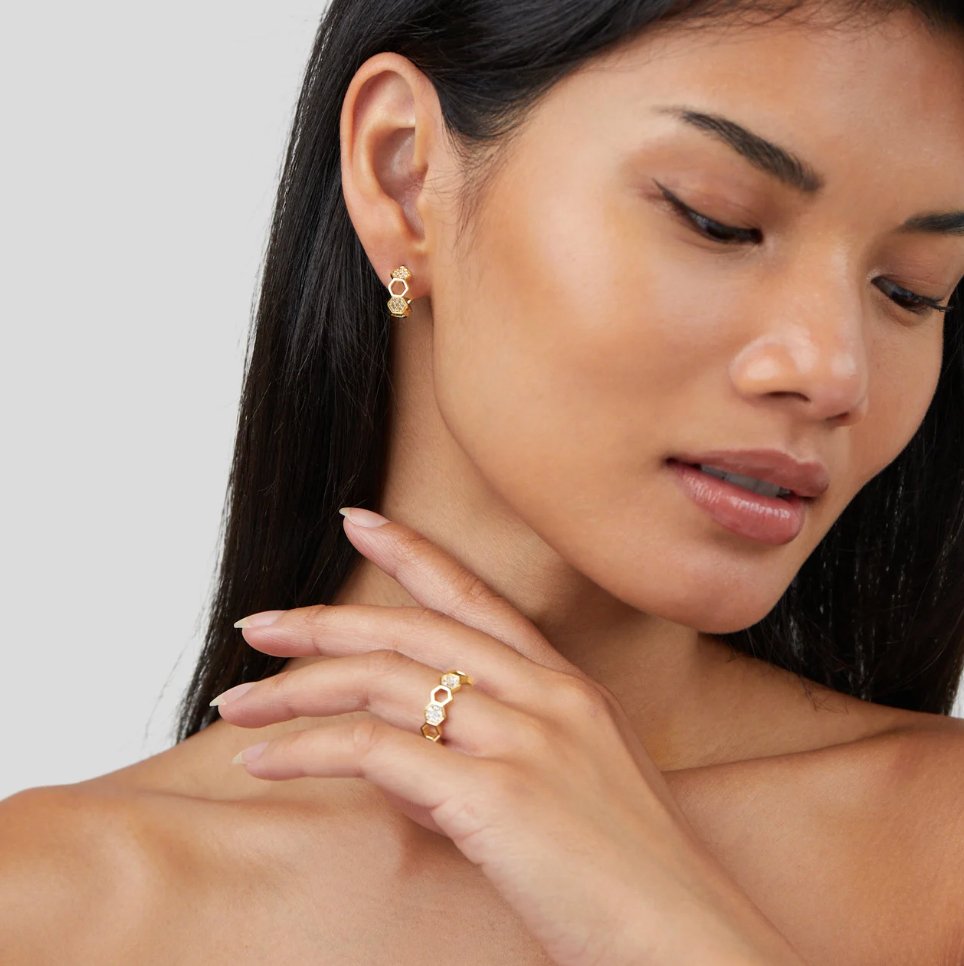 Abeille - Anneau en or et cristal